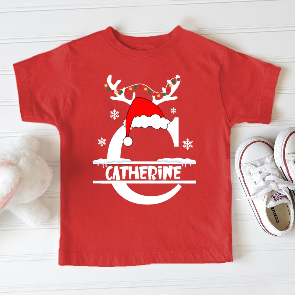 Personalized Name Christmas Hat Toddler T-shirts