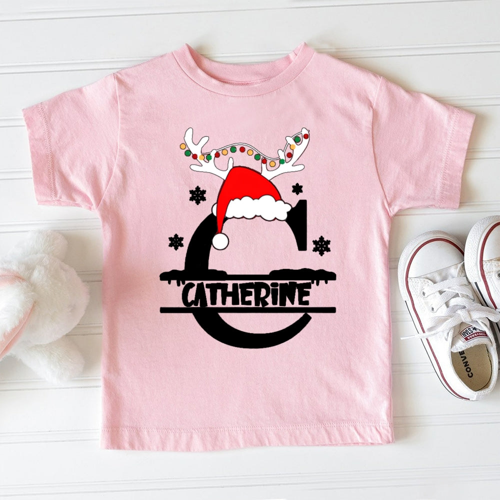 Personalized Name Christmas Hat Toddler T-shirts