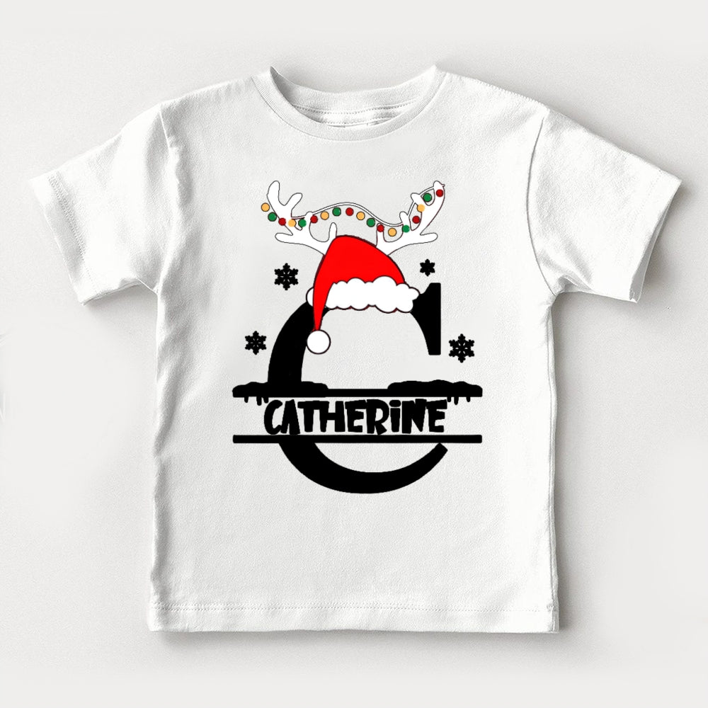 Personalized Name Christmas Hat Toddler T-shirts
