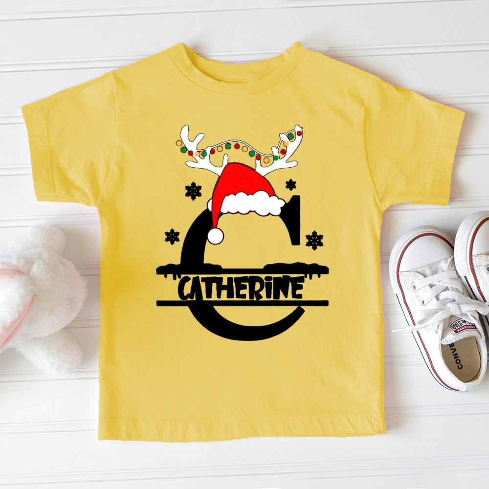 Personalized Name Christmas Hat Toddler T-shirts