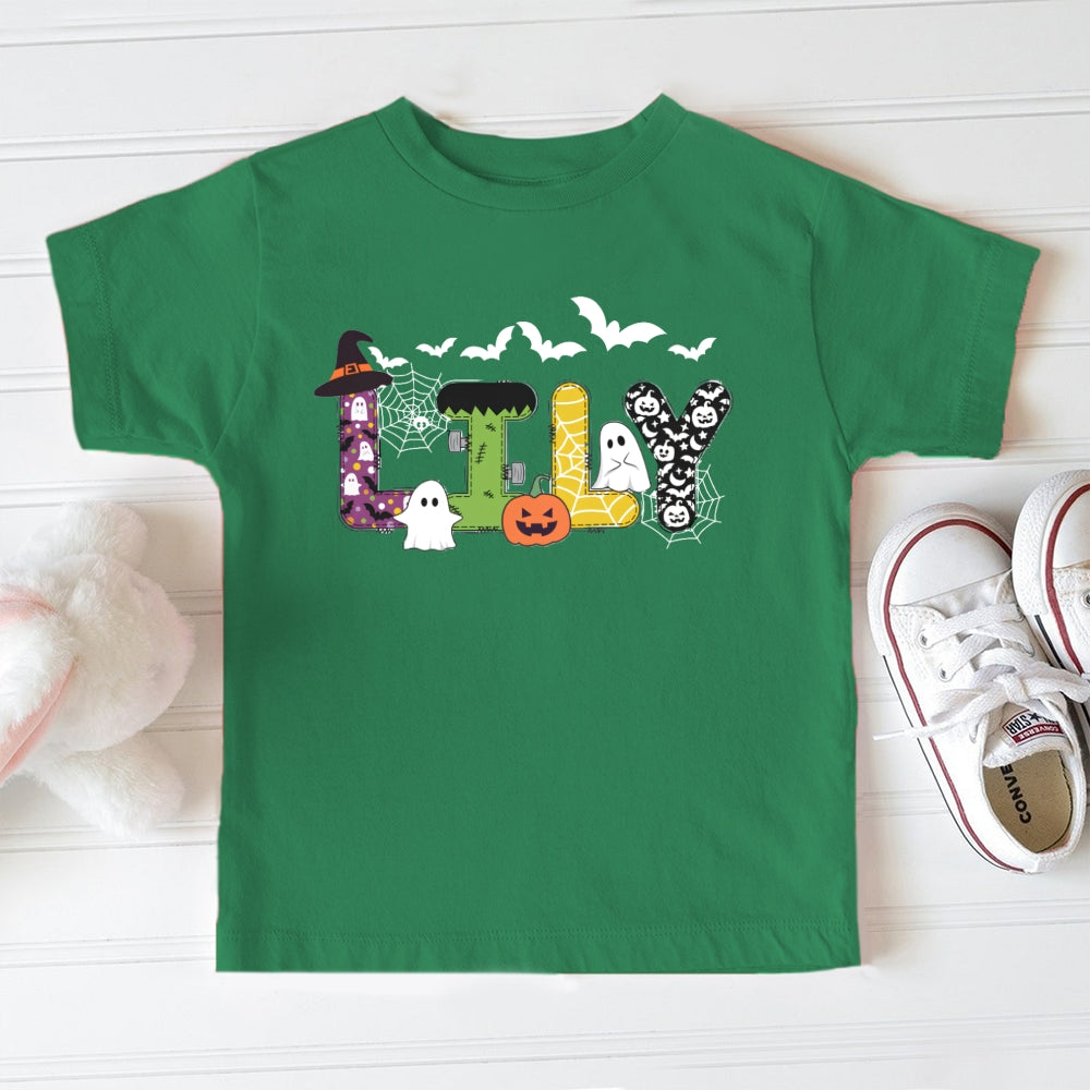 Personalized Name Halloween Letter Toddler T-shirts
