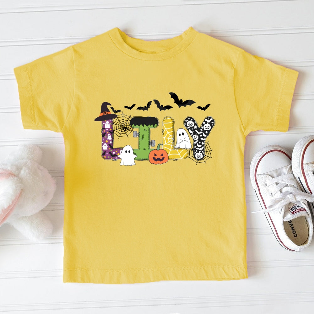 Personalized Name Halloween Letter Toddler T-shirts