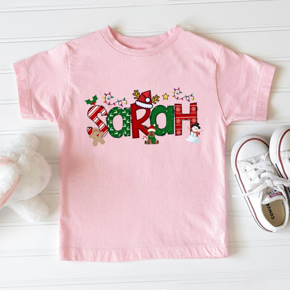 Personalized Name Christmas Snowman Letters Toddler T-shirts