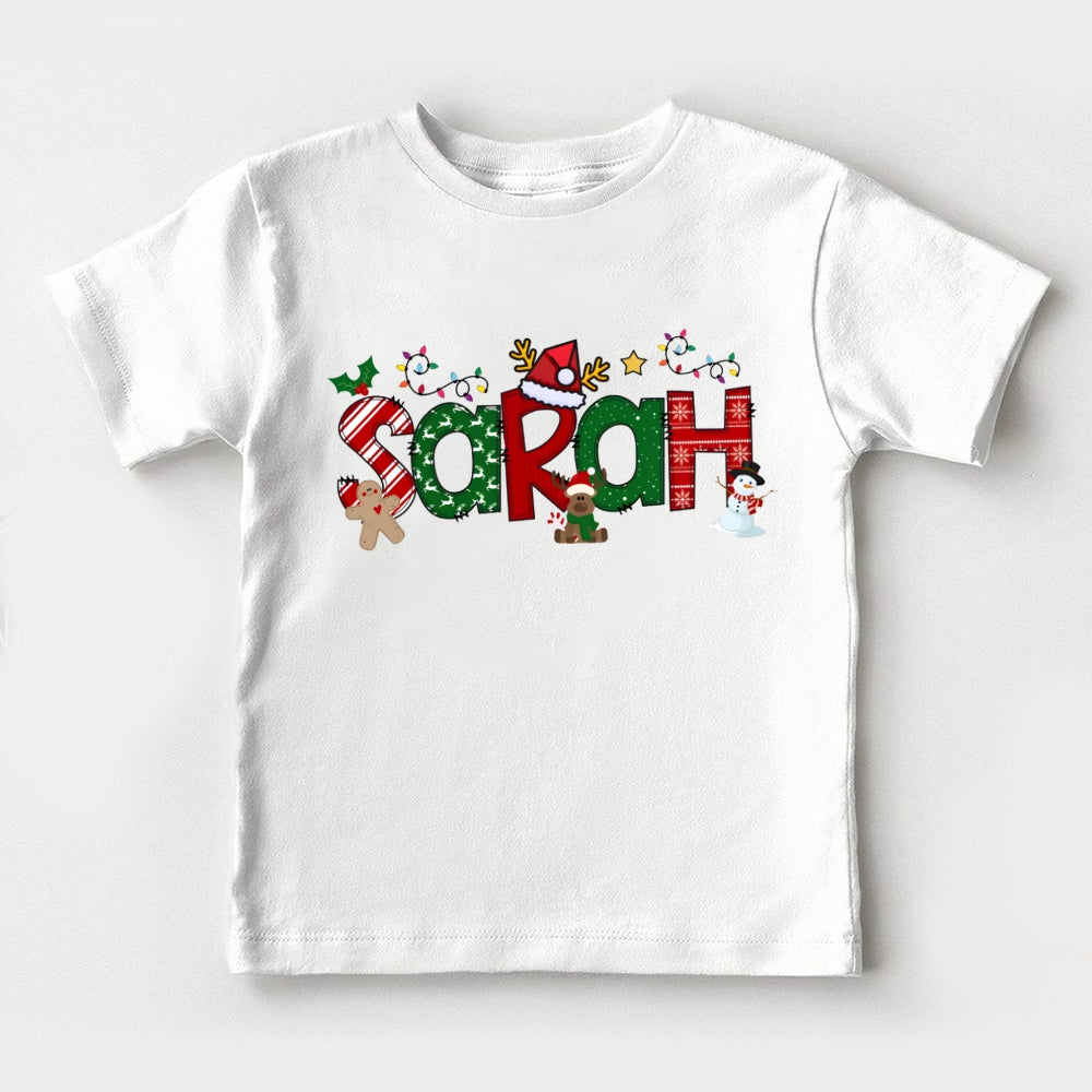 Personalized Name Christmas Snowman Letters Toddler T-shirts