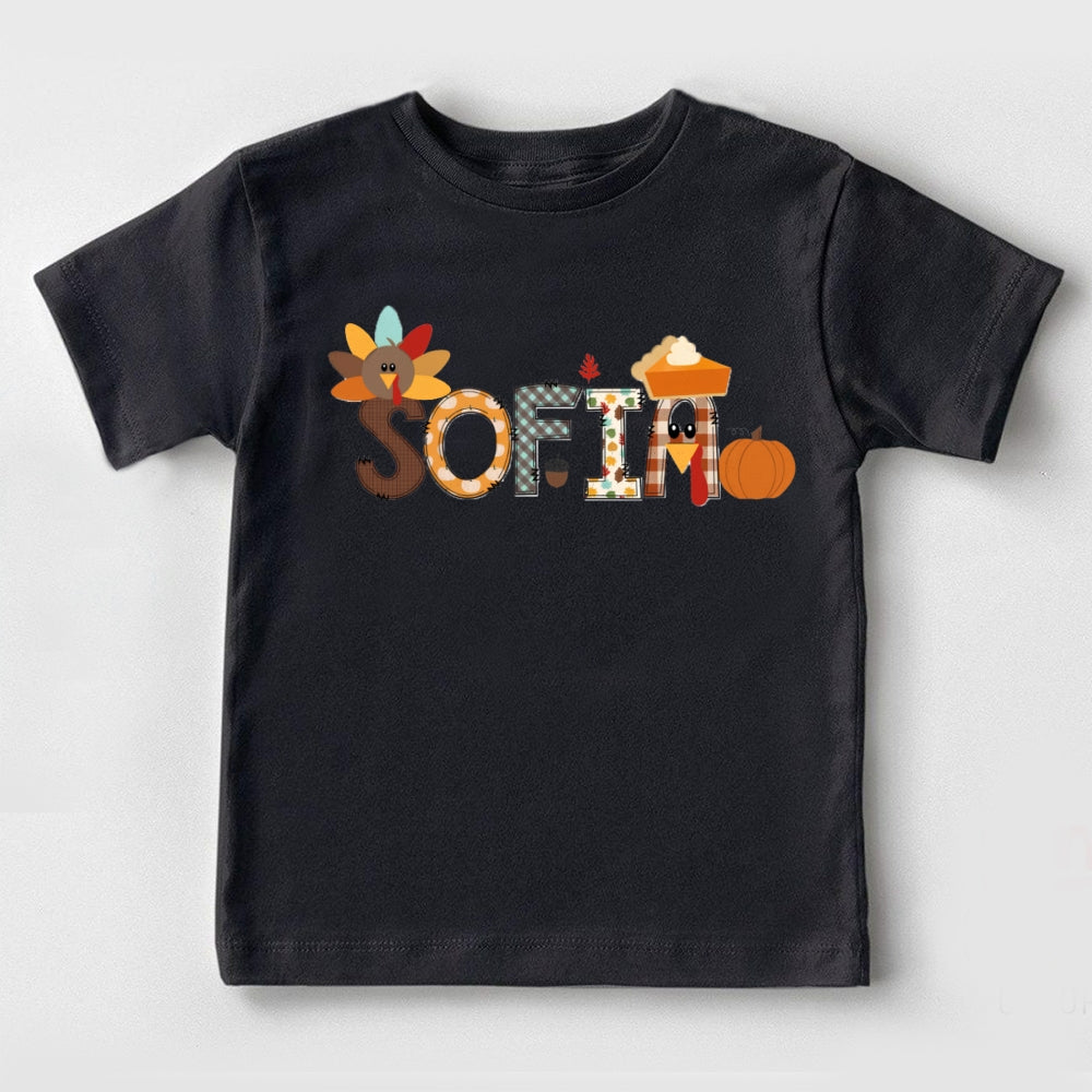 Personalized Name Turkey Thanksgiving  Toddler T-shirts