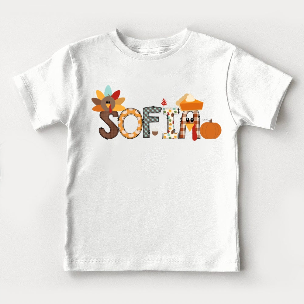 Personalized Name Turkey Thanksgiving  Toddler T-shirts