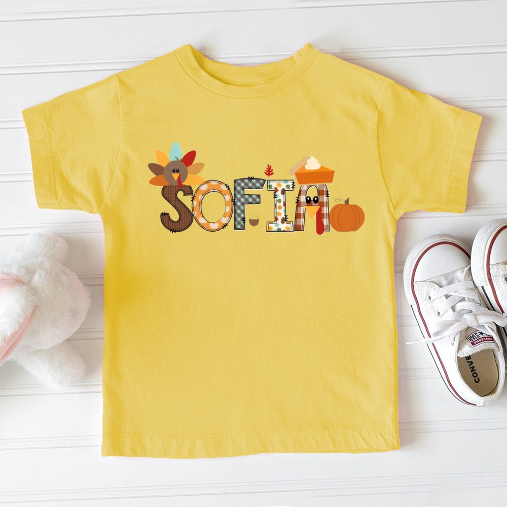 Personalized Name Turkey Thanksgiving  Toddler T-shirts