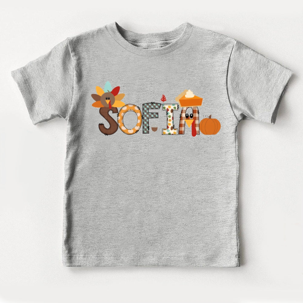Personalized Name Turkey Thanksgiving  Toddler T-shirts