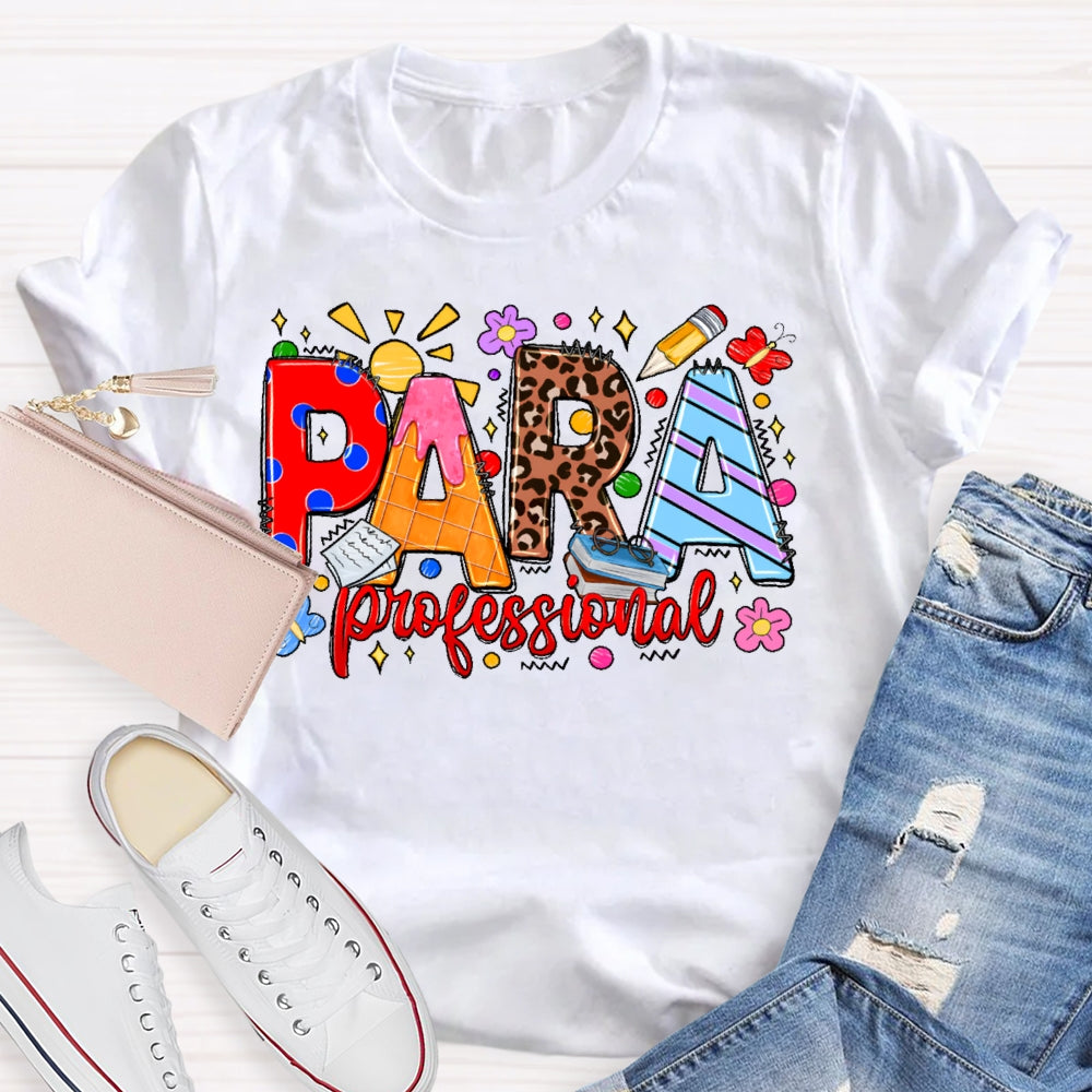 Para Colorful Leopard Print Letters T-shirt