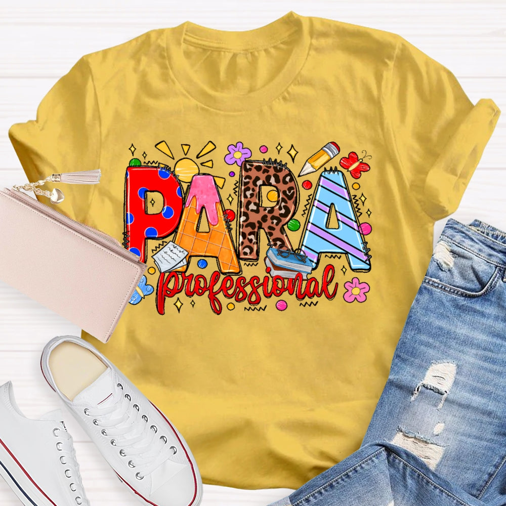 Para Colorful Leopard Print Letters T-shirt