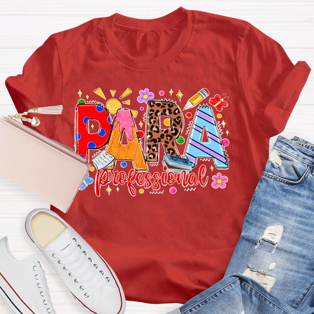 Para Colorful Leopard Print Letters T-shirt
