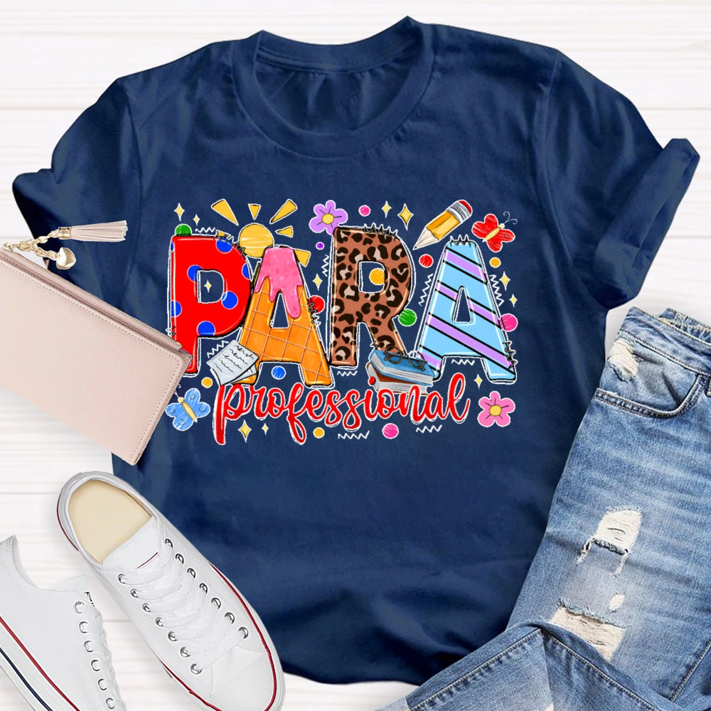 Para Colorful Leopard Print Letters T-shirt