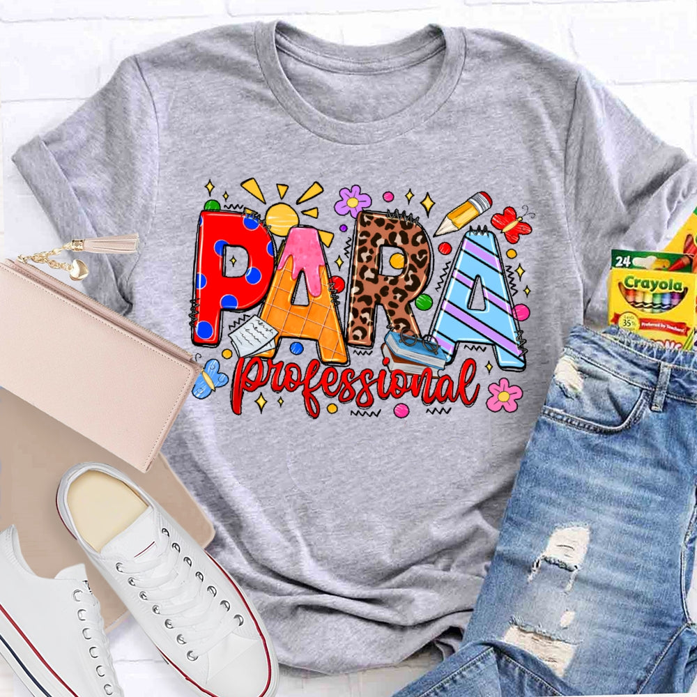 Para Colorful Leopard Print Letters T-shirt