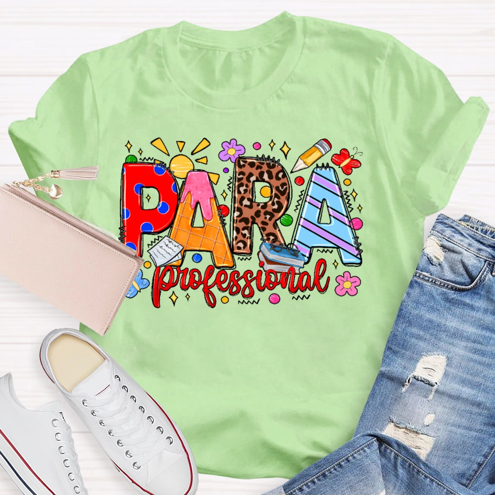 Para Colorful Leopard Print Letters T-shirt