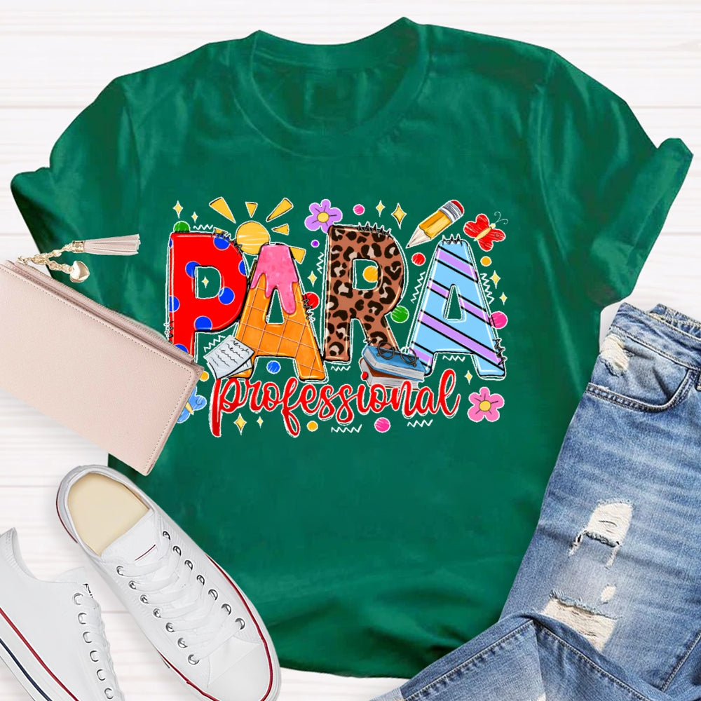 Para Colorful Leopard Print Letters T-shirt