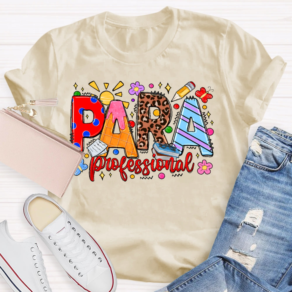Para Colorful Leopard Print Letters T-shirt