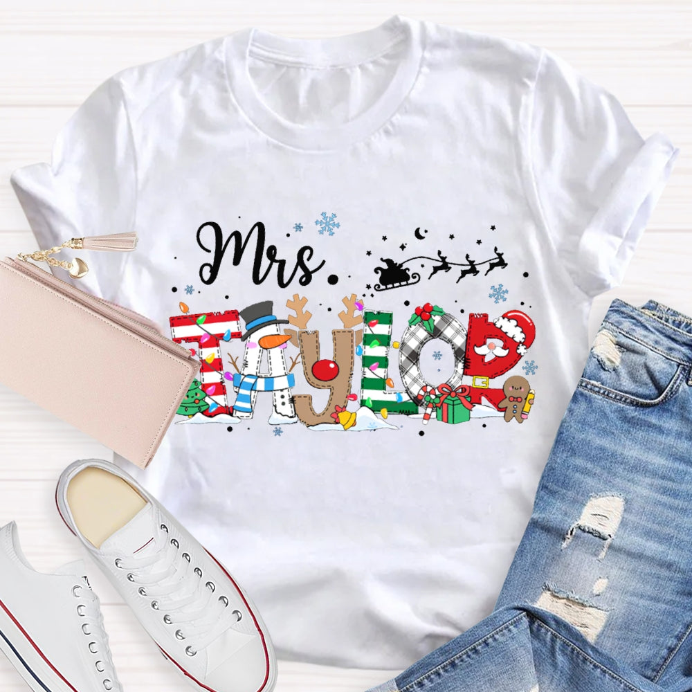 Personalized Name Snowflakes And Christmas Font Christmas T-shirt