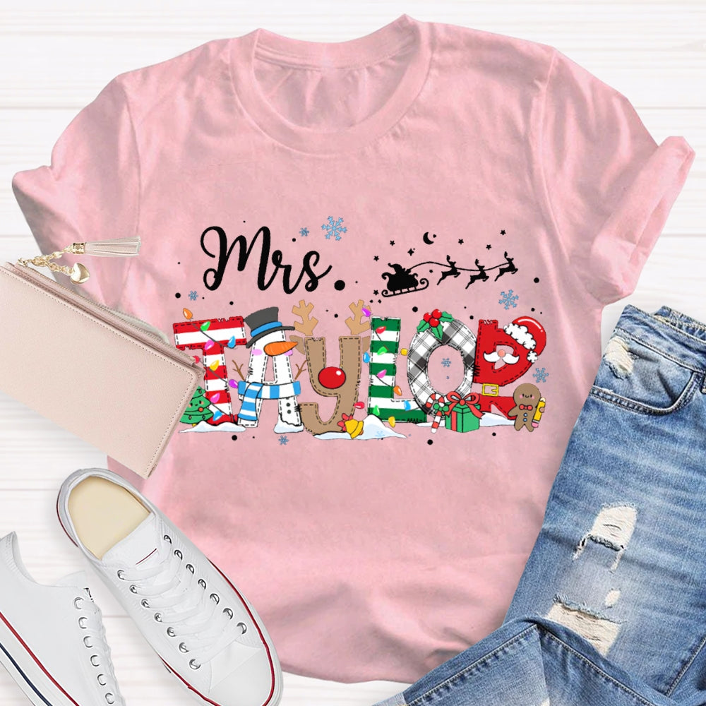 Personalized Name Snowflakes And Christmas Font Christmas T-shirt