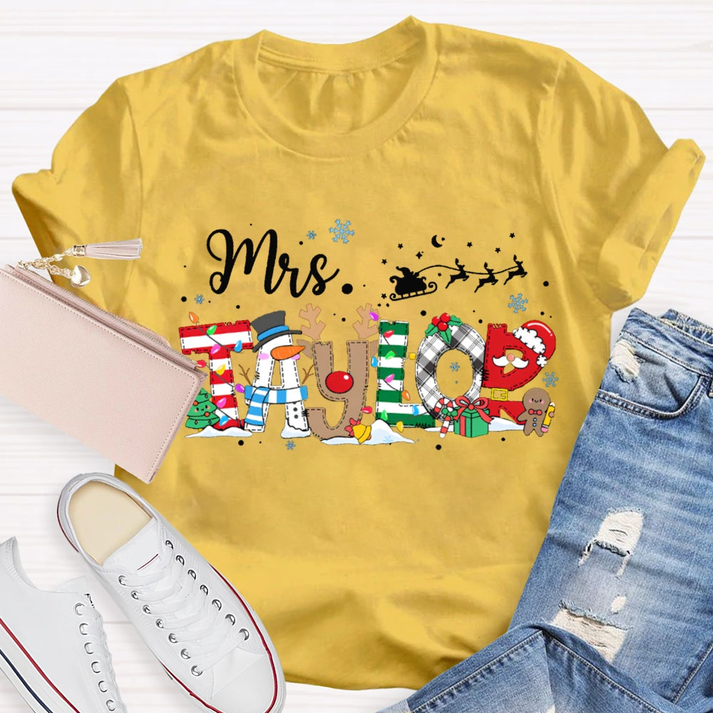 Personalized Name Snowflakes And Christmas Font Christmas T-shirt