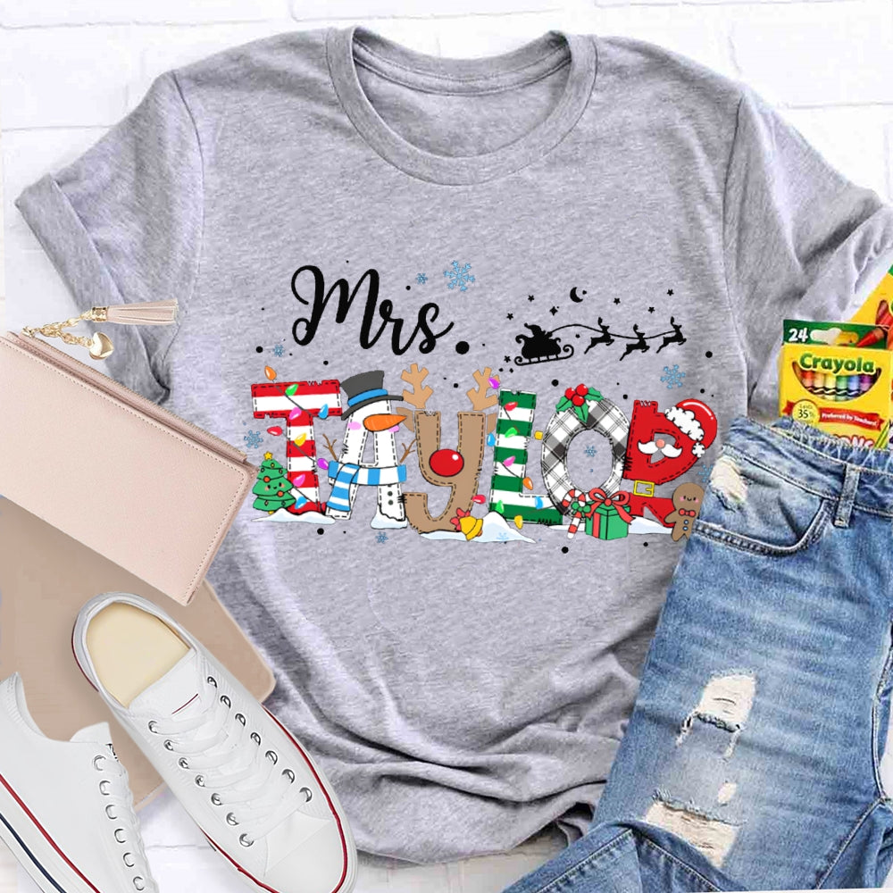 Personalized Name Snowflakes And Christmas Font Christmas T-shirt
