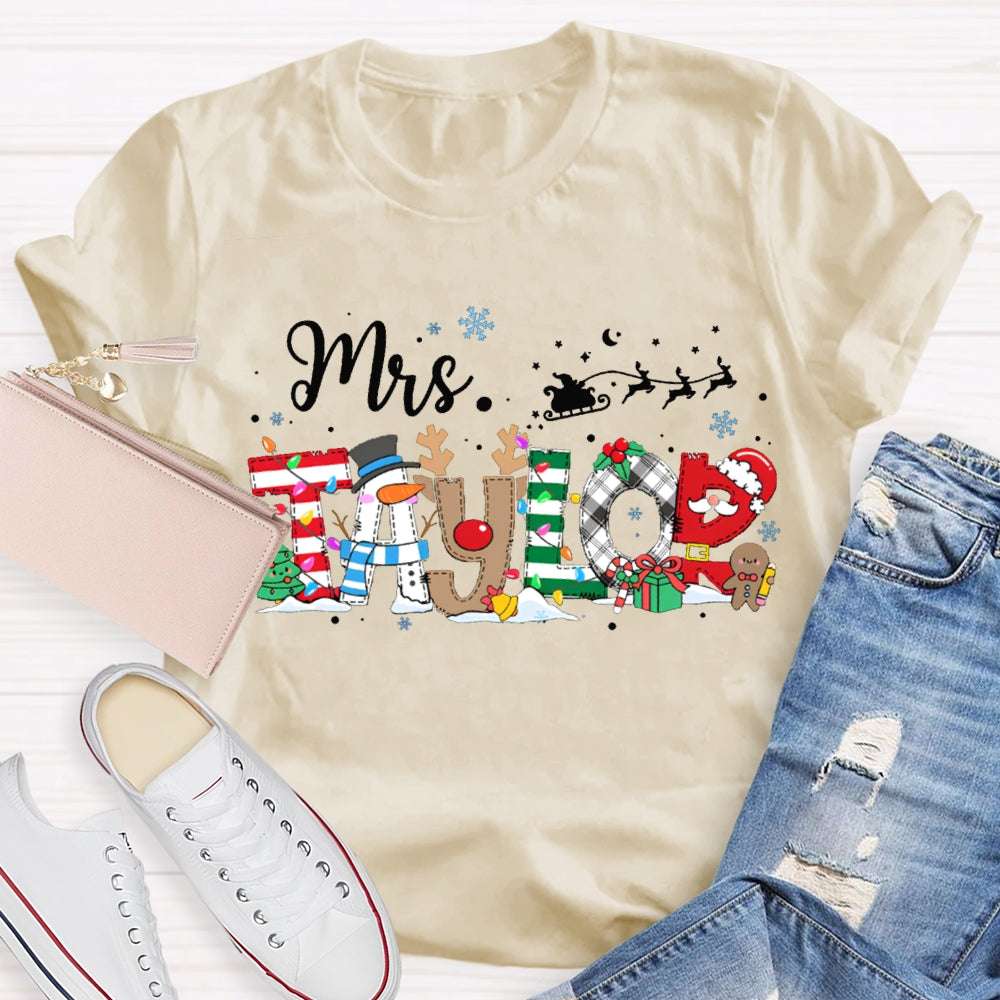Personalized Name Snowflakes And Christmas Font Christmas T-shirt
