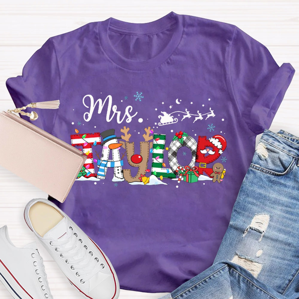 Personalized Name Snowflakes And Christmas Font Christmas T-shirt