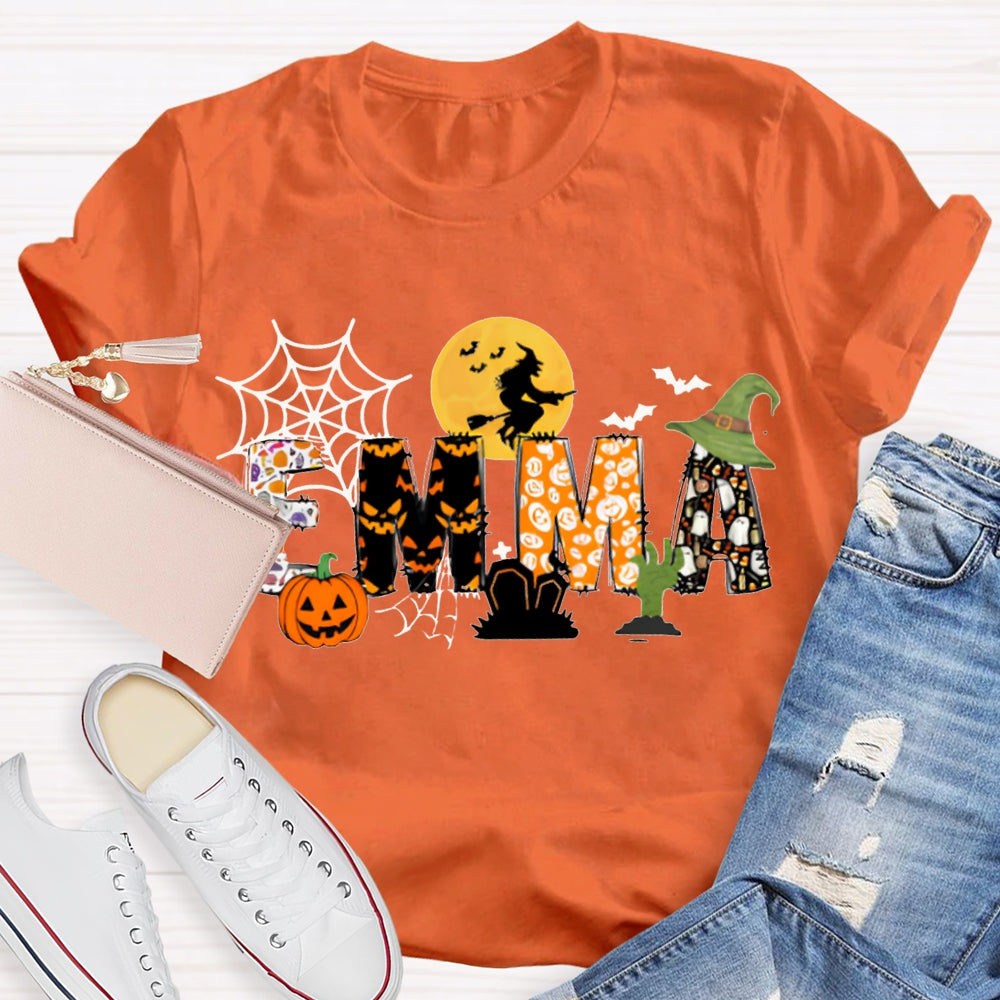 Personalized Name Halloween Font And Pumpkin Halloween T-shirt