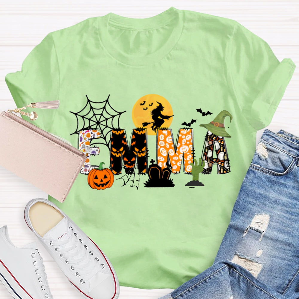 Personalized Name Halloween Font And Pumpkin Halloween T-shirt