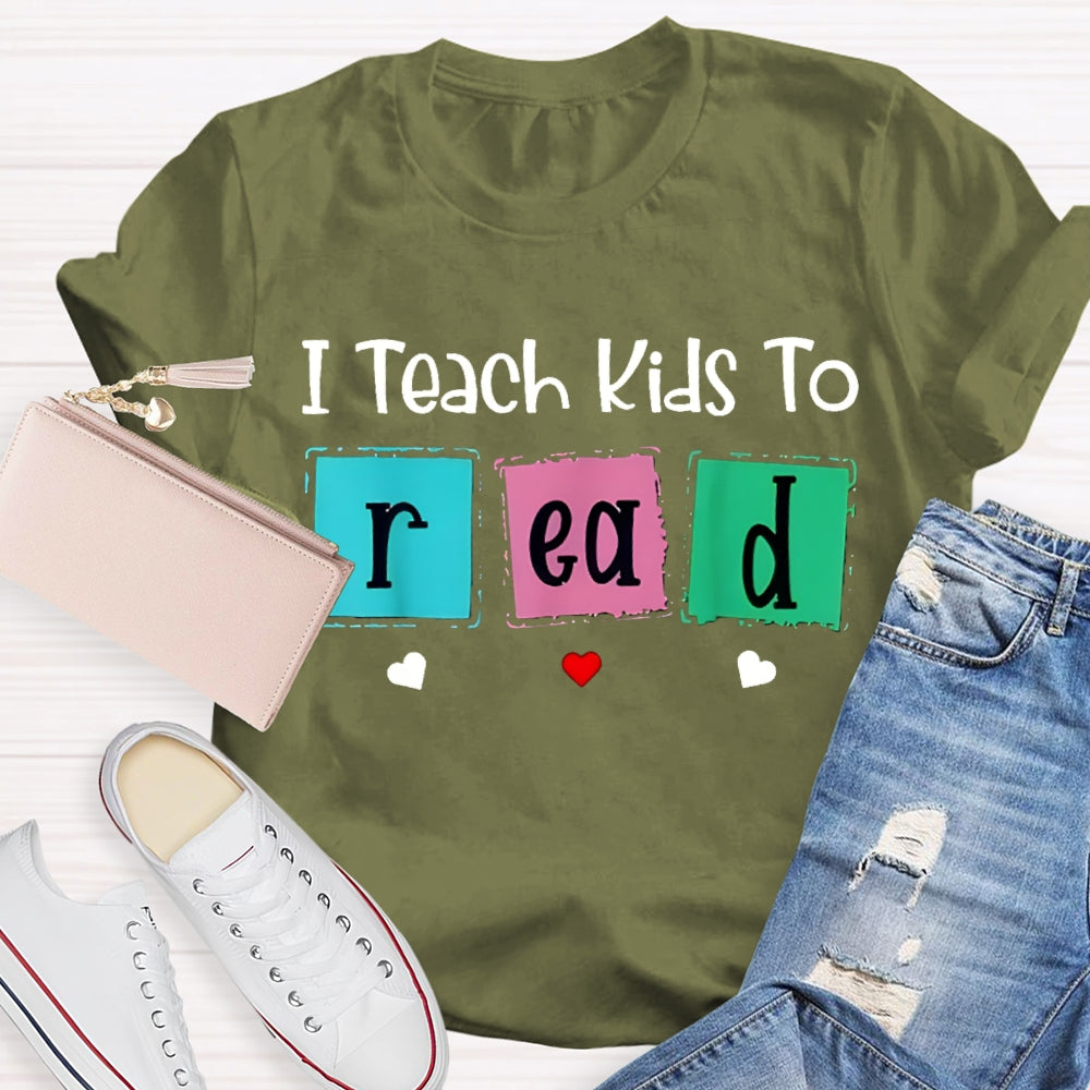 I Teach Kind To Read Colorful Checkered Font T-shirt