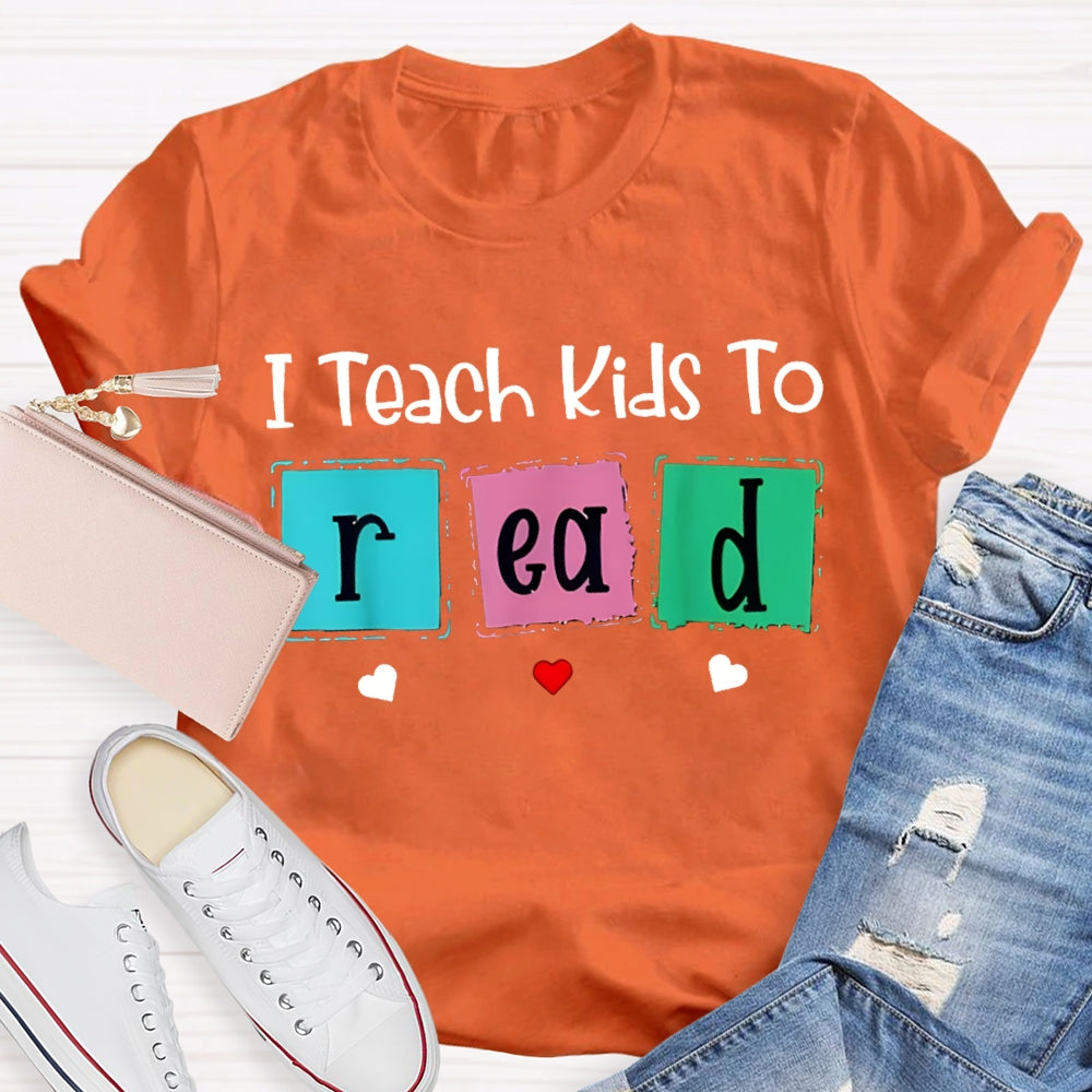 I Teach Kind To Read Colorful Checkered Font T-shirt