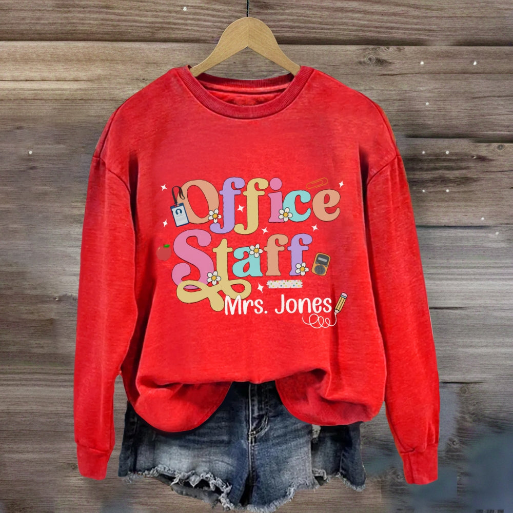 Personalized Name Office Staff Colorful Fonts And Small Flowers Sweatshirt