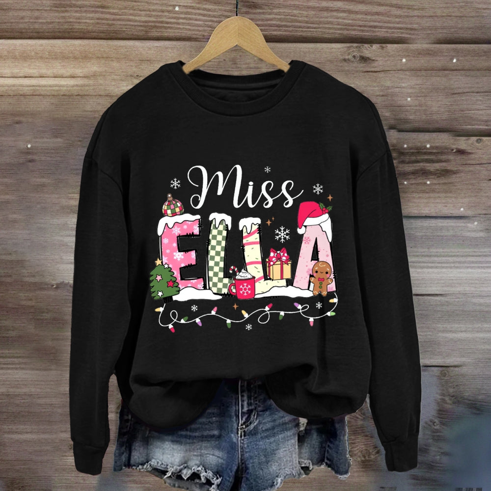 Personalized Name Valentine's Day Miss Ella Teacher Sweatshirt
