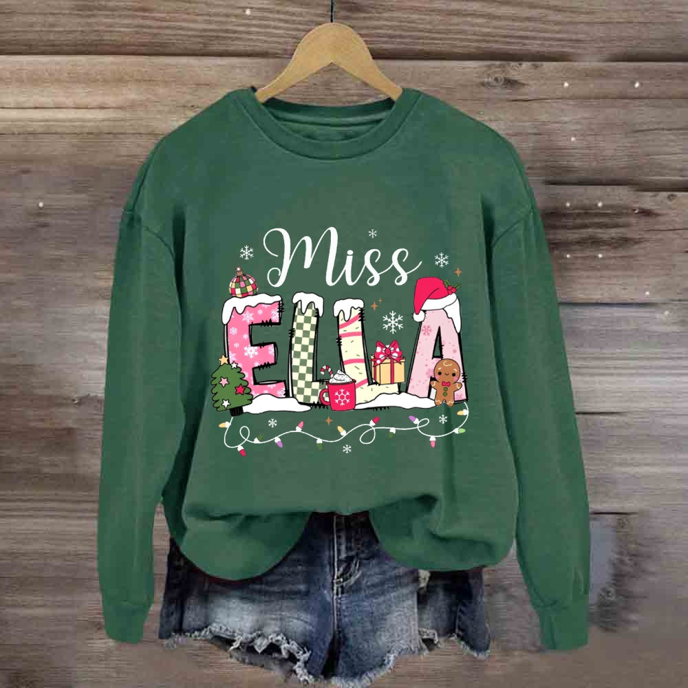 Personalized Name Valentine's Day Miss Ella Teacher Sweatshirt