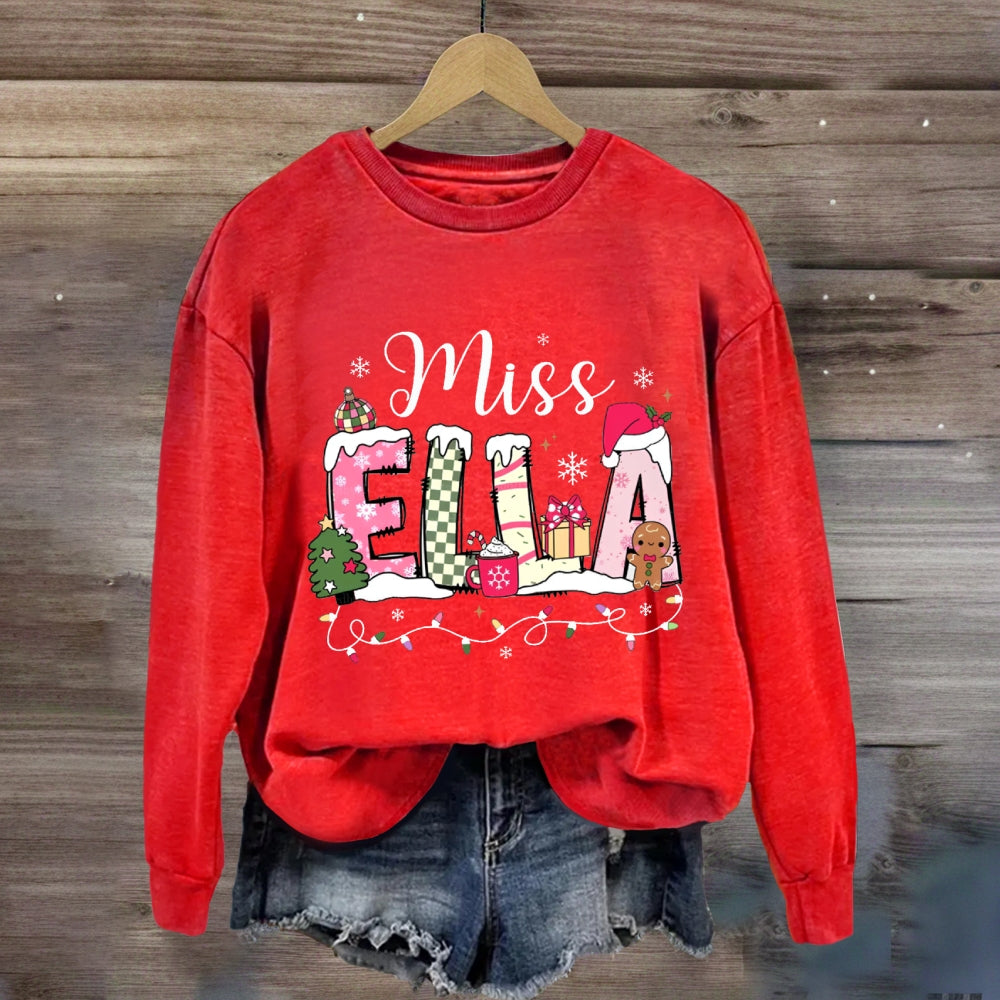 Personalized Name Valentine's Day Miss Ella Teacher Sweatshirt