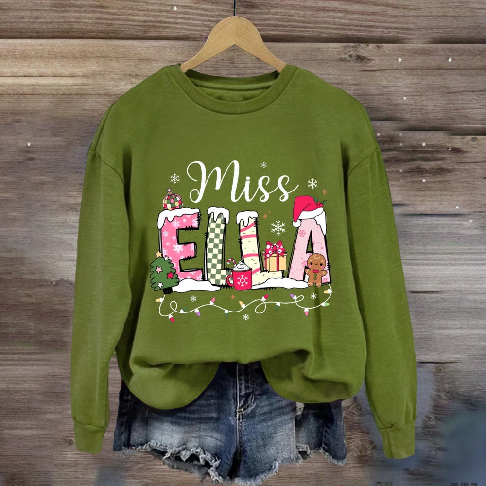 Personalized Name Valentine's Day Miss Ella Teacher Sweatshirt