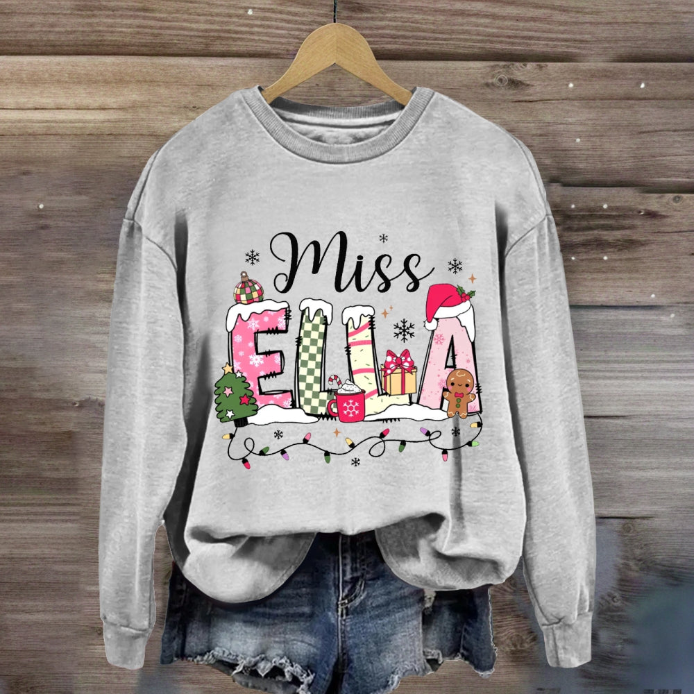 Personalized Name Valentine's Day Miss Ella Teacher Sweatshirt