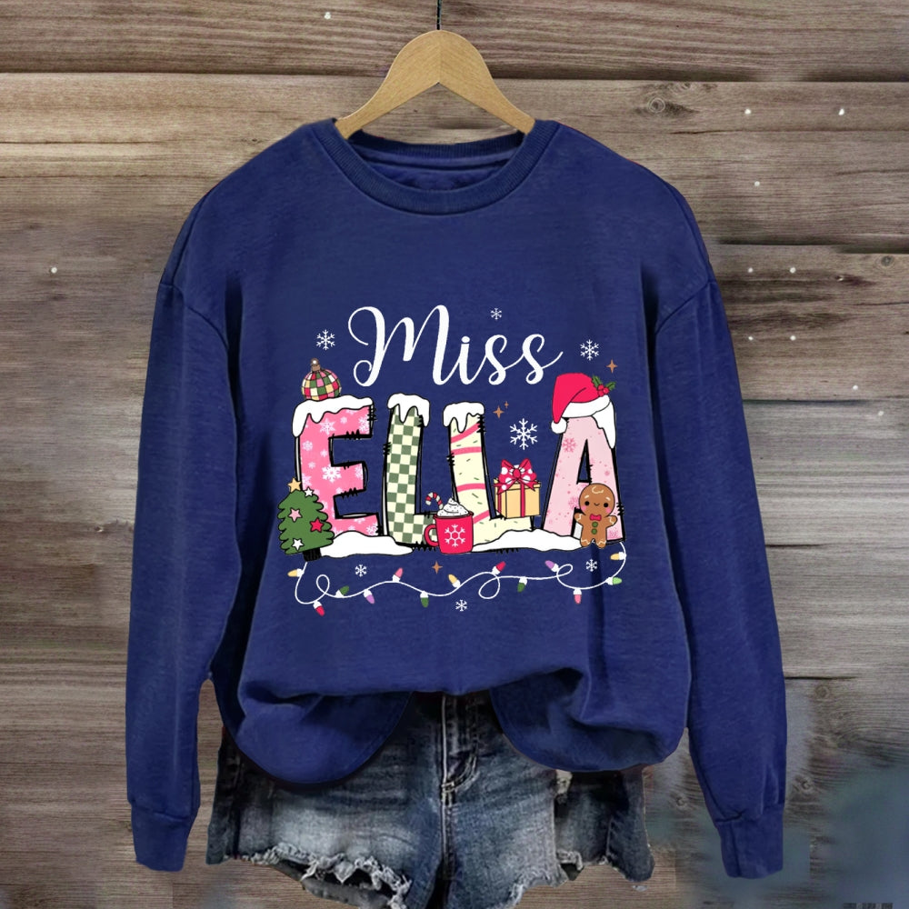 Personalized Name Valentine's Day Miss Ella Teacher Sweatshirt