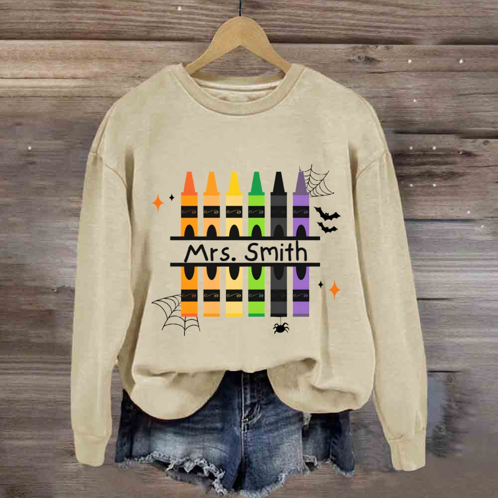 Personalized Name Colored Pens Halloween Sweatshirt