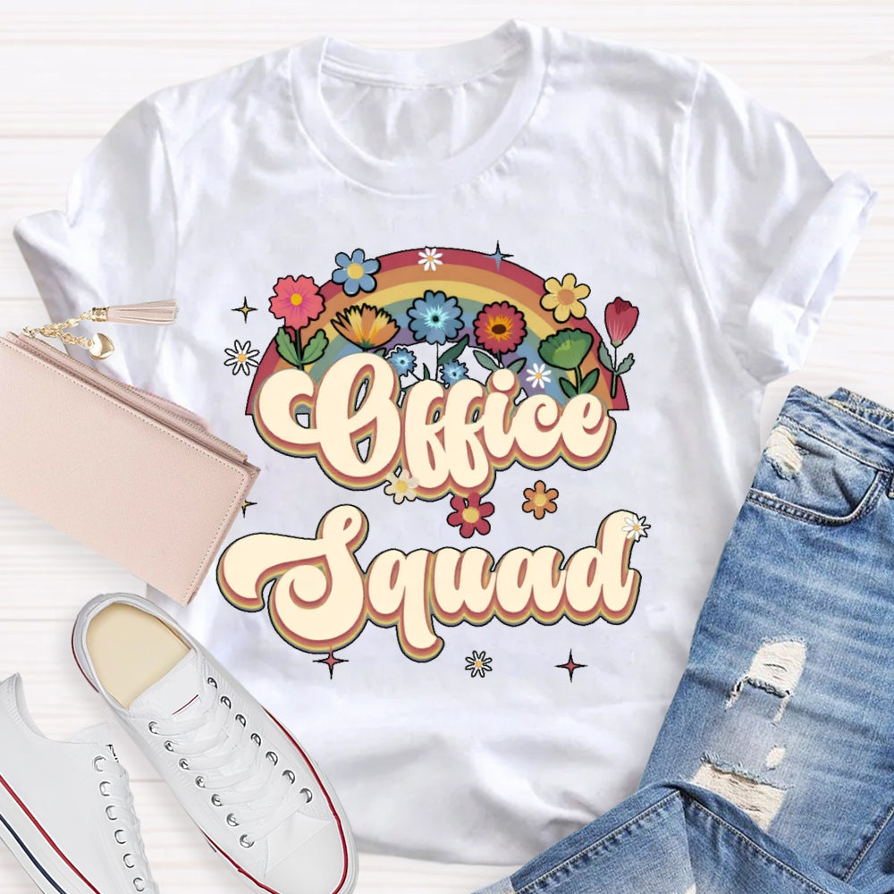Office Squad Rainbow Flowers T-shirt