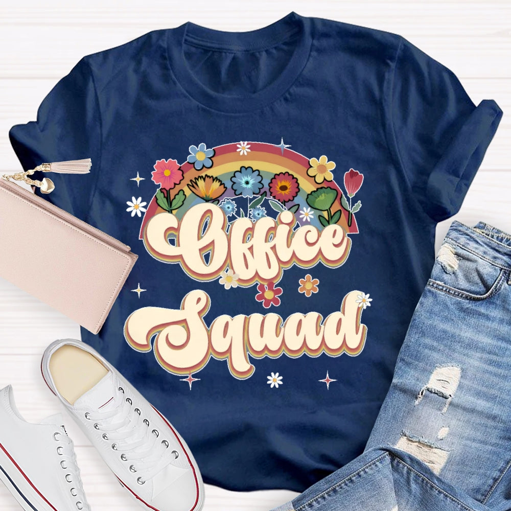 Office Squad Rainbow Flowers T-shirt
