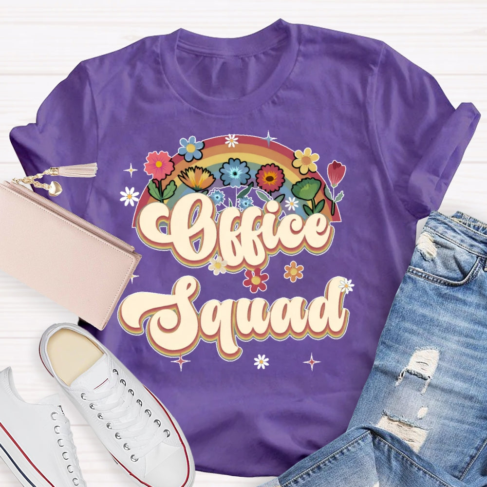 Office Squad Rainbow Flowers T-shirt