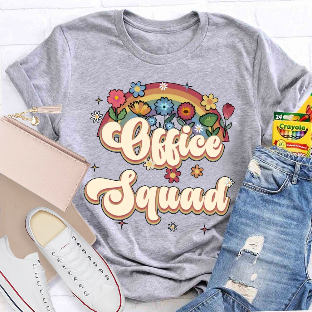 Office Squad Rainbow Flowers T-shirt