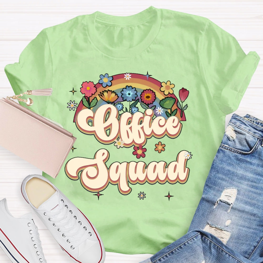 Office Squad Rainbow Flowers T-shirt