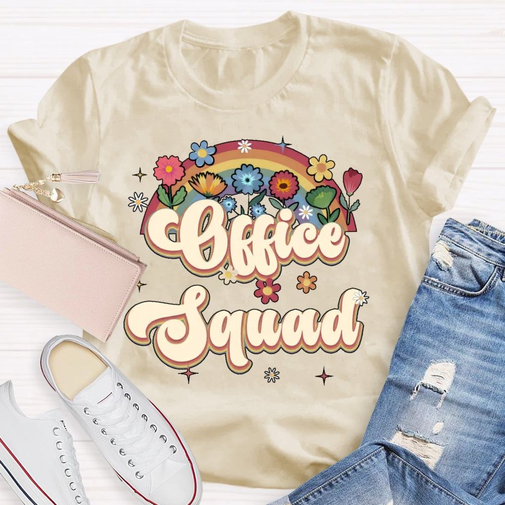 Office Squad Rainbow Flowers T-shirt