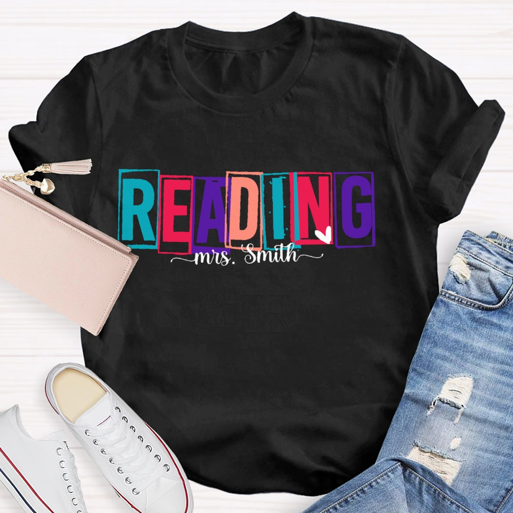 Personalized Name Colored Reading Letters T-shirt