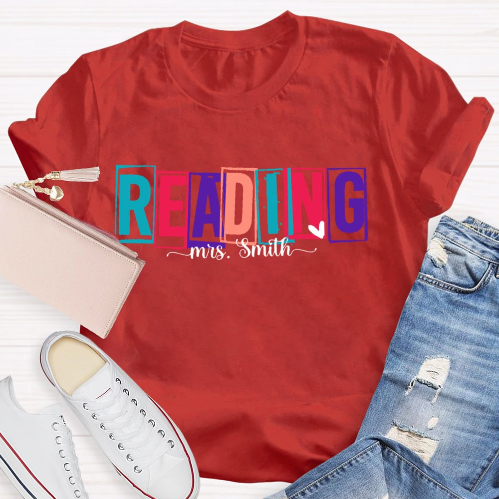 Personalized Name Colored Reading Letters T-shirt