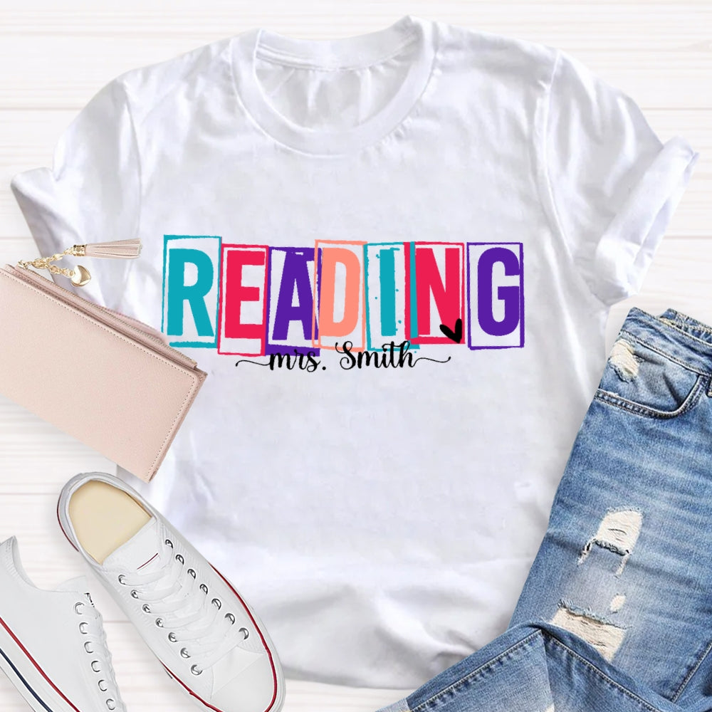 Personalized Name Colored Reading Letters T-shirt