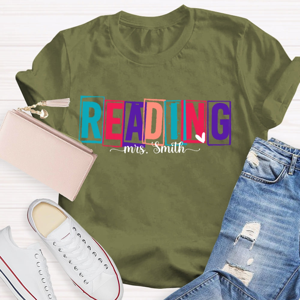Personalized Name Colored Reading Letters T-shirt