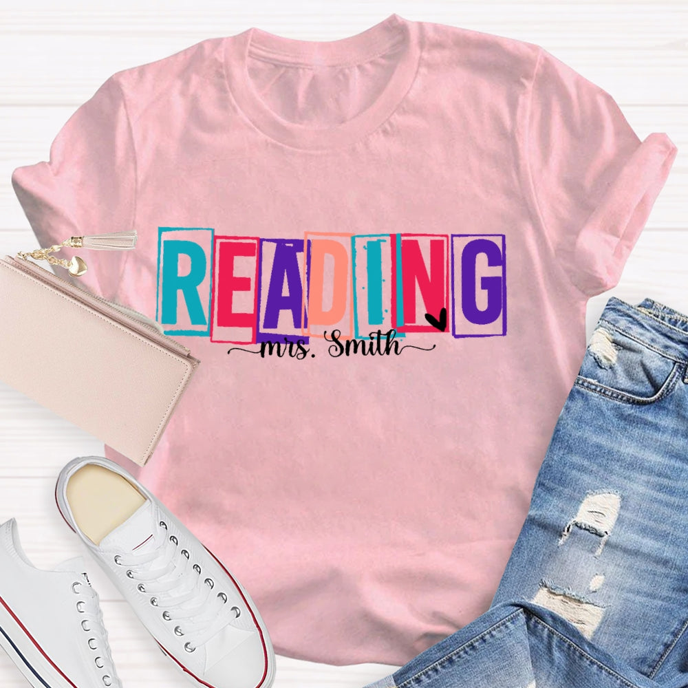 Personalized Name Colored Reading Letters T-shirt