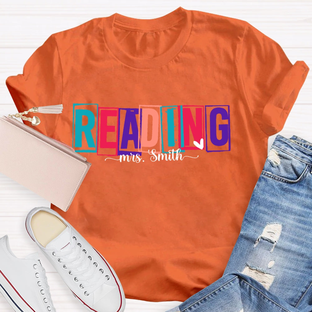 Personalized Name Colored Reading Letters T-shirt